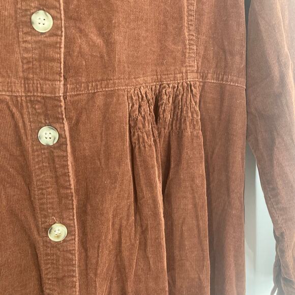 Fads Vintage Corduroy Velour Maxi Long Sleeve Dress Brown Country Western Small - Picture 7 of 13